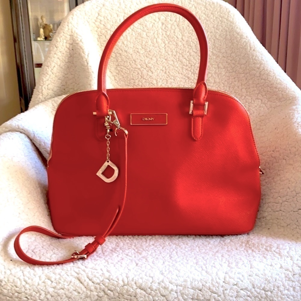 DKNY Orange Satchel Bag Gold Hardware